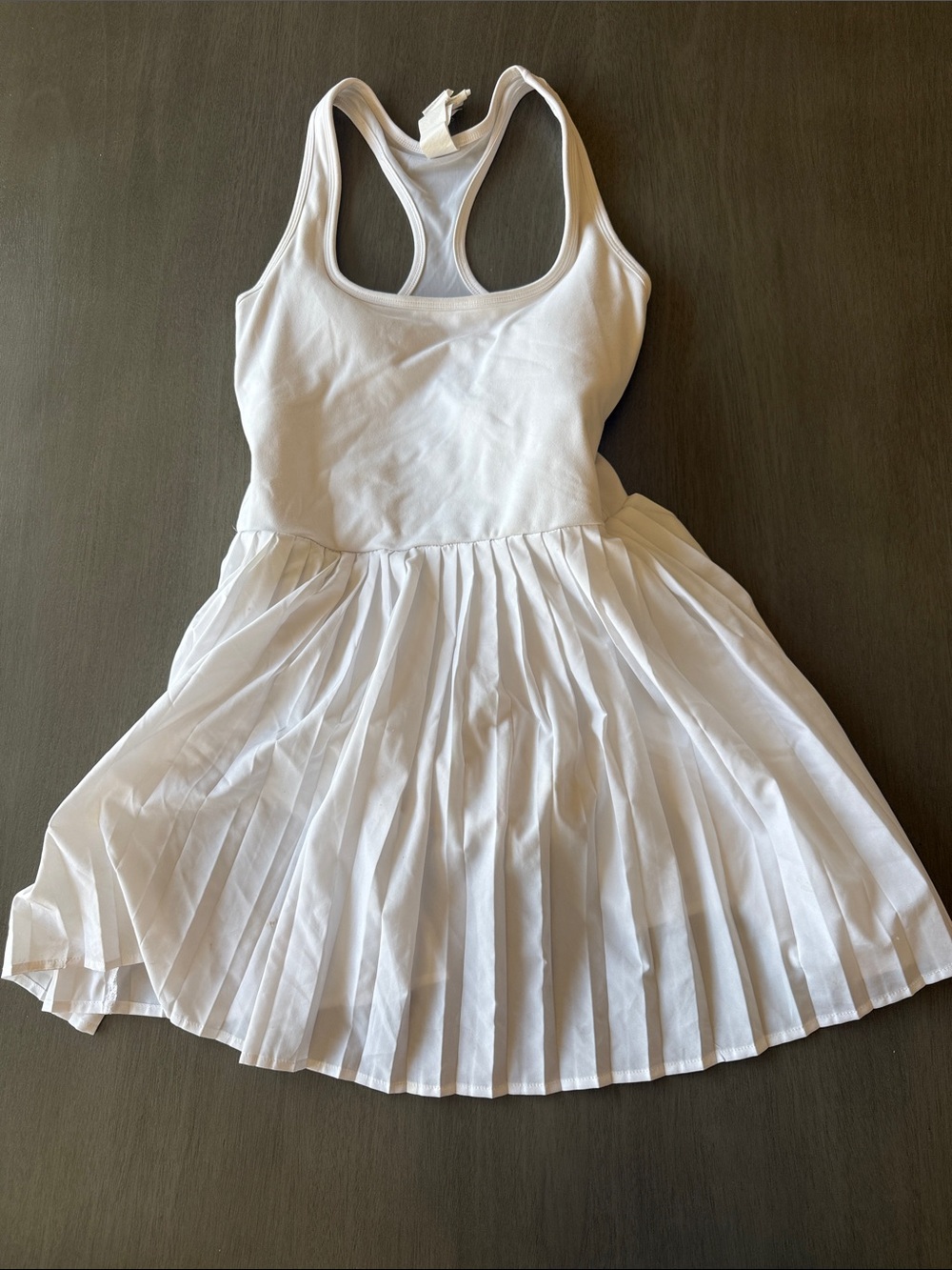 Fabletics White Racerback Pleated Midi Dress